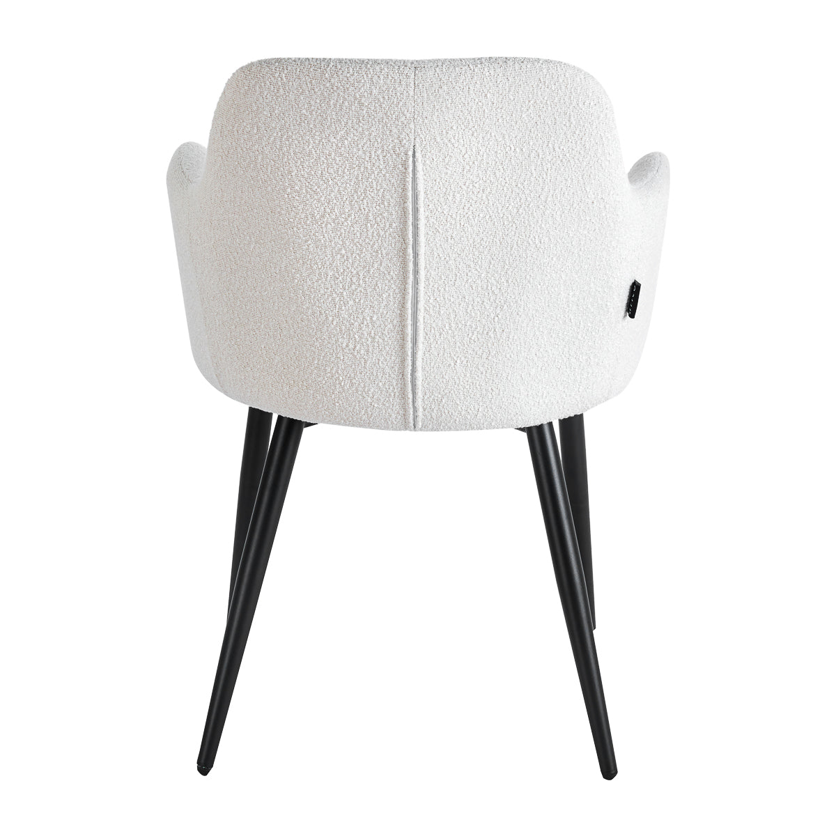 4RICO Intra white sherpa chair with rounded backrest and black metal legs