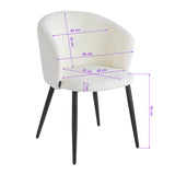 4RICO Asola white sherpa chair with rounded backrest and black metal legs