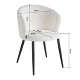 4RICO Verso white sherpa chair with contoured backrest and black metal legs