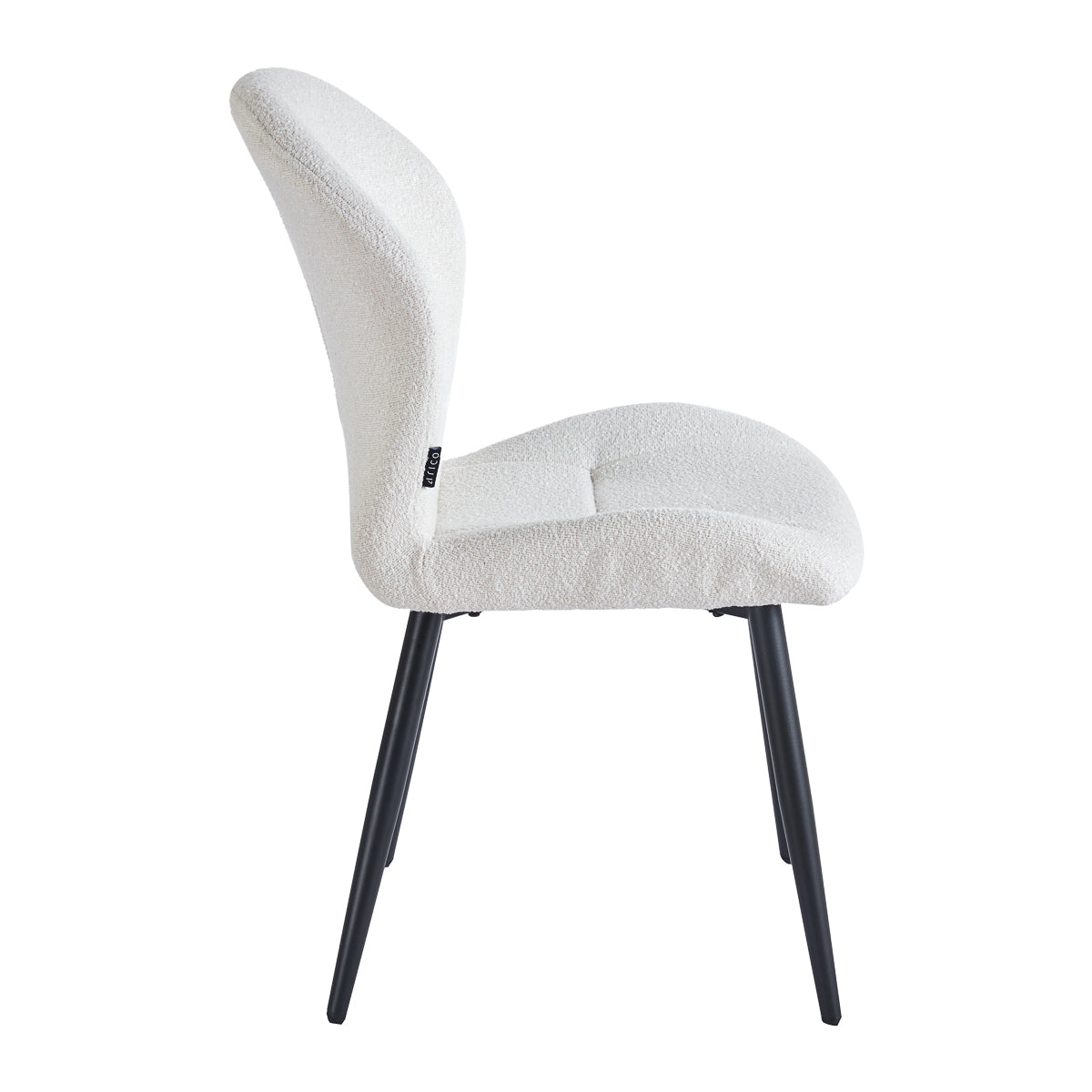 4RICO Lucente white sherpa chair with profiled backrest and black metal legs