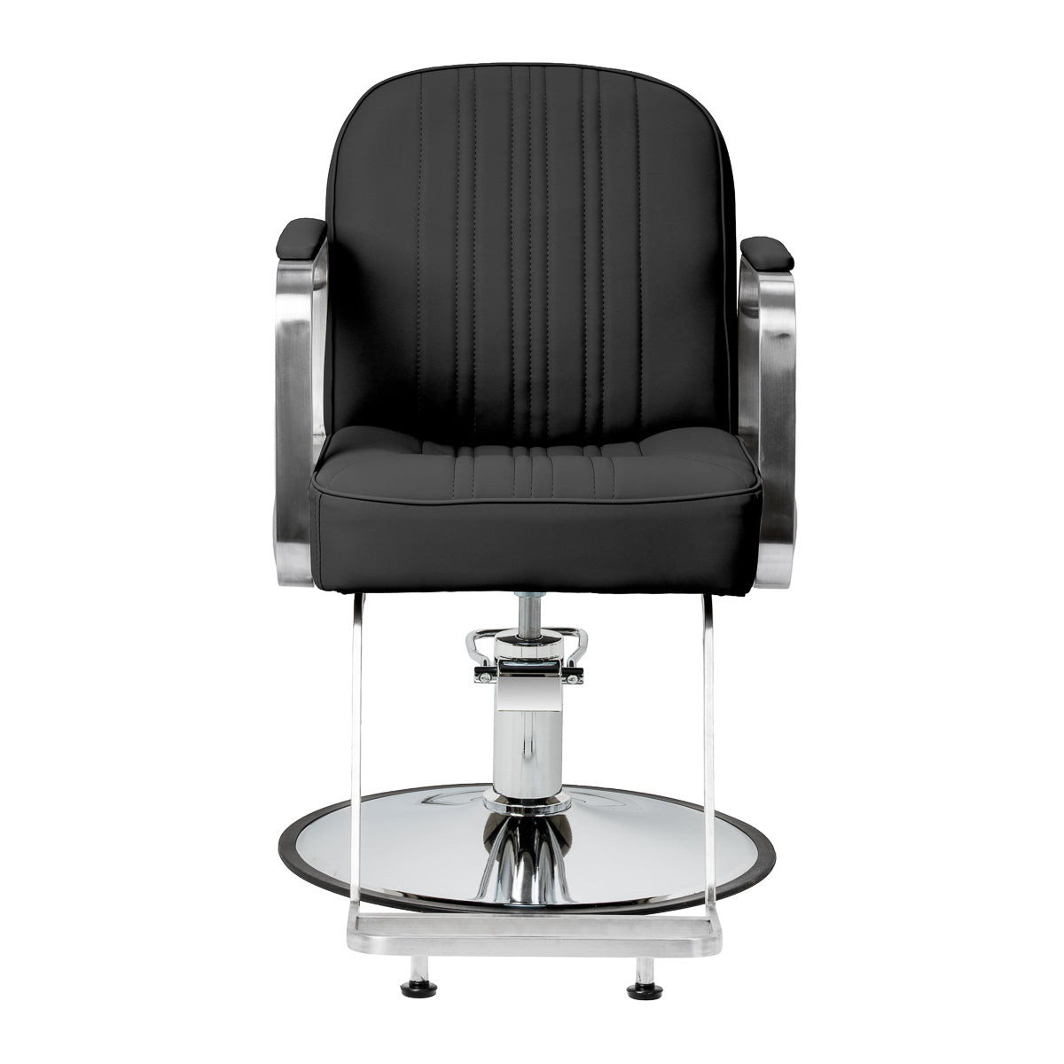 Black GABBIANO Hairdressing Chair Gabbiano Acri with adjustable height and cushioned seat, featuring modern salon design.