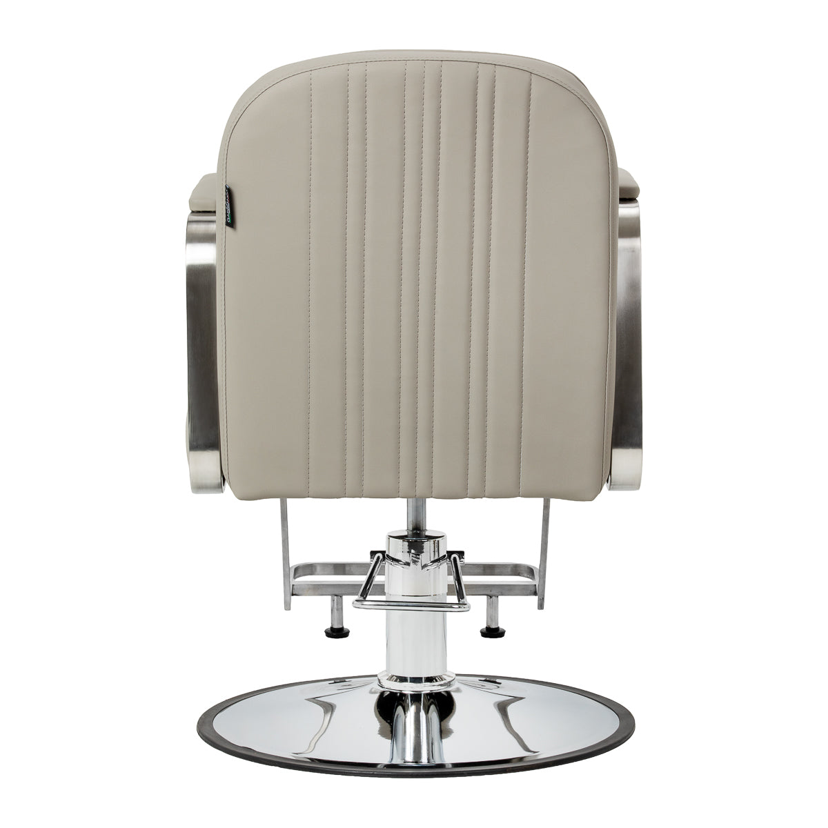 Beige Gabbiano Acri hairdressing chair with padded seat and backrest, adjustable height, and modern design.