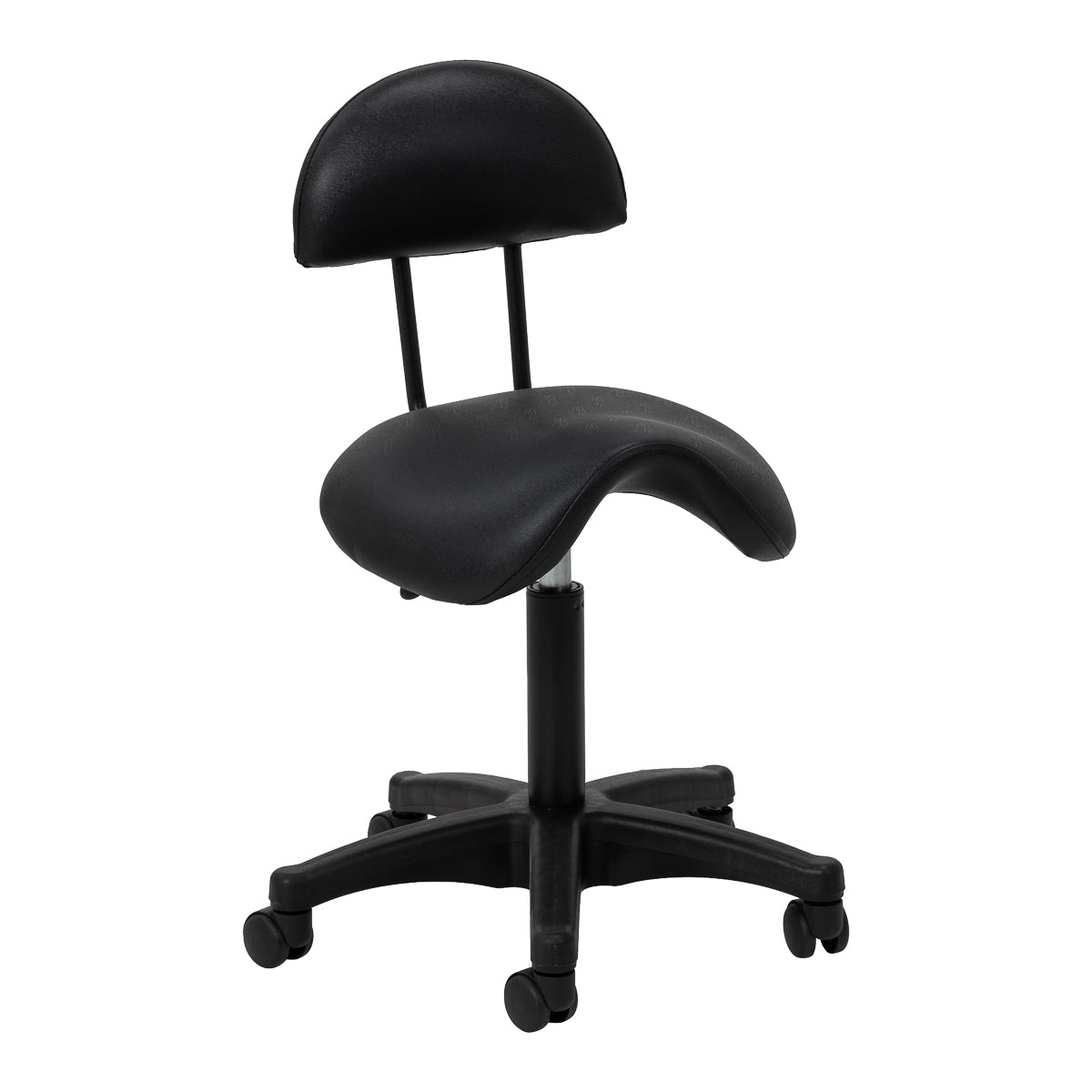 Sgabello estetico nero a sella ACTIVESHOP 6001 con schienale