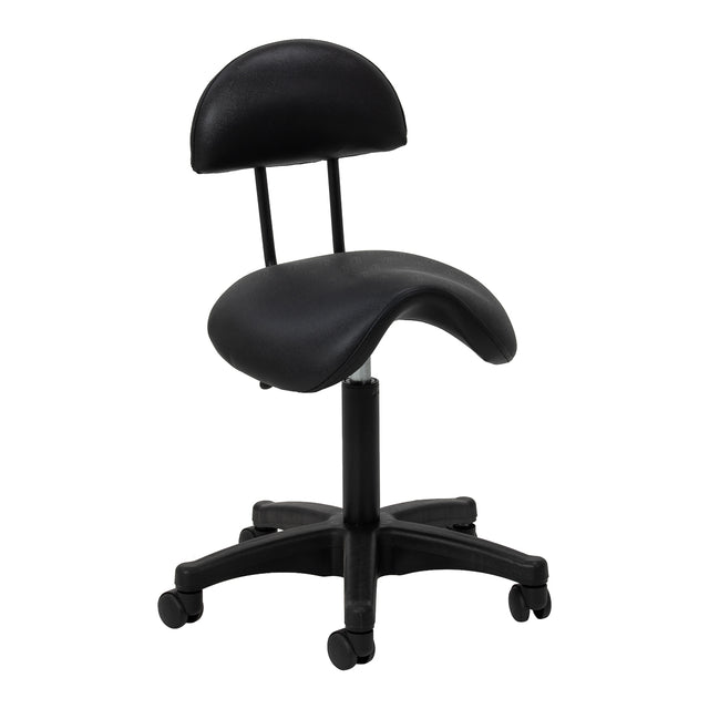 Sgabello estetico nero a sella ACTIVESHOP 6001 con schienale