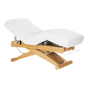 Sillon Siesta Lettino SPA Elettrico – Bianco, Base Marrone Chiaro · Vista generale