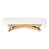 Sillon Siesta Lettino SPA Elettrico – Bianco, Base Marrone Chiaro · Vista laterale