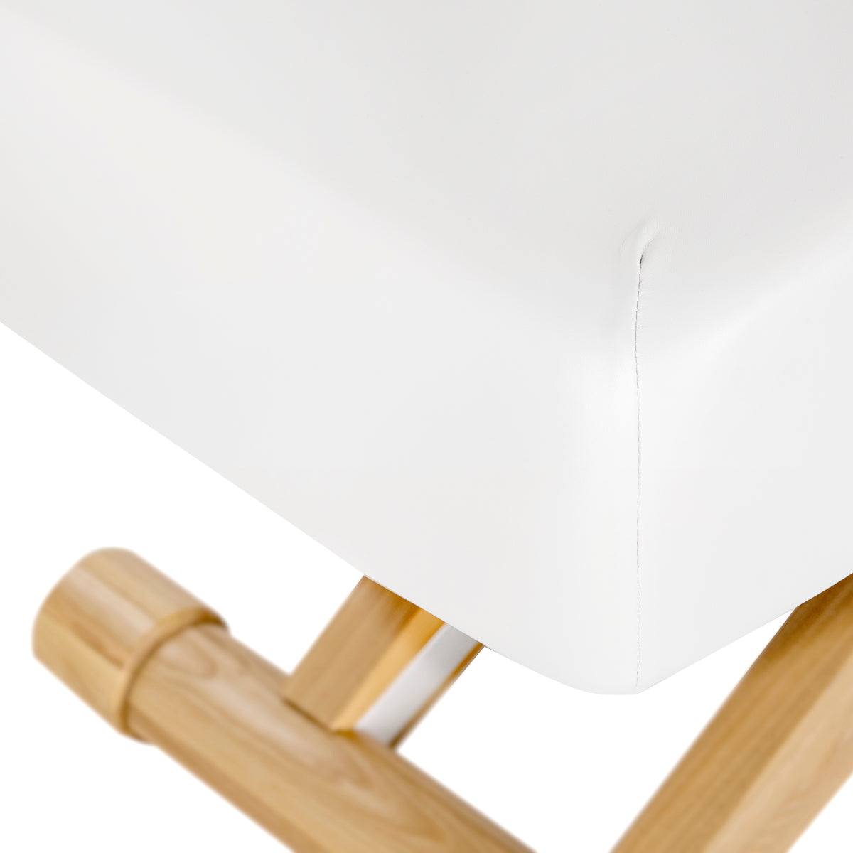 Sillon Siesta Lettino SPA Elettrico – Bianco, Base Marrone Chiaro · Base in legno