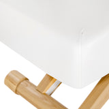Sillon Siesta Lettino SPA Elettrico – Bianco, Base Marrone Chiaro · Base in legno