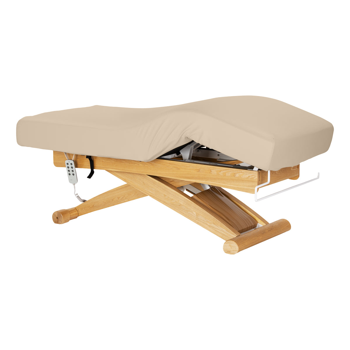Sillon Siesta Lettino SPA Elettrico – Beige, Base Marrone Chiaro · Vista generale