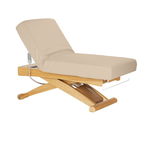 Sillon Siesta Lettino SPA Elettrico – Beige, Base Marrone Chiaro · Posizione reclinata