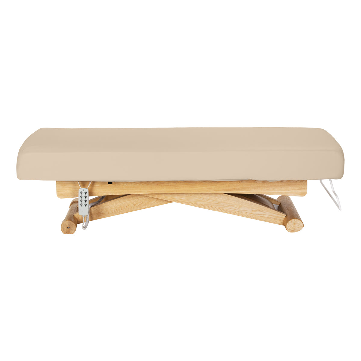Sillon Siesta Lettino SPA Elettrico – Beige, Base Marrone Chiaro · Vista laterale