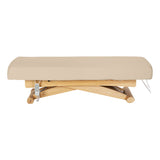 Sillon Siesta Lettino SPA Elettrico – Beige, Base Marrone Chiaro · Vista laterale