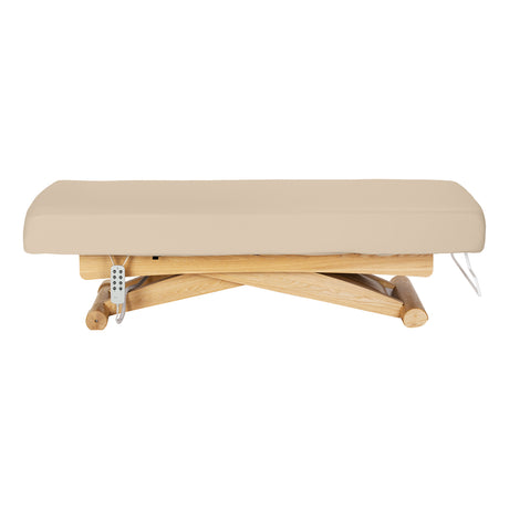 Sillon Siesta Lettino SPA Elettrico – Beige, Base Marrone Chiaro · Vista laterale