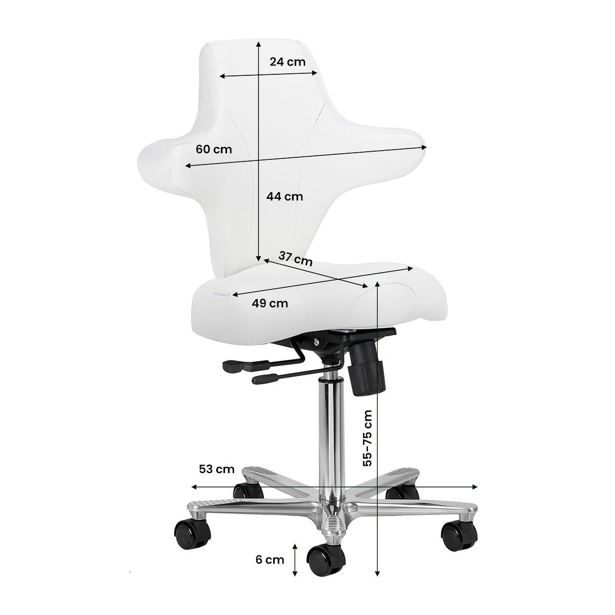 Azzurro Special 152 Sedia Operatore – Bianca Neve · Schema dimensioni