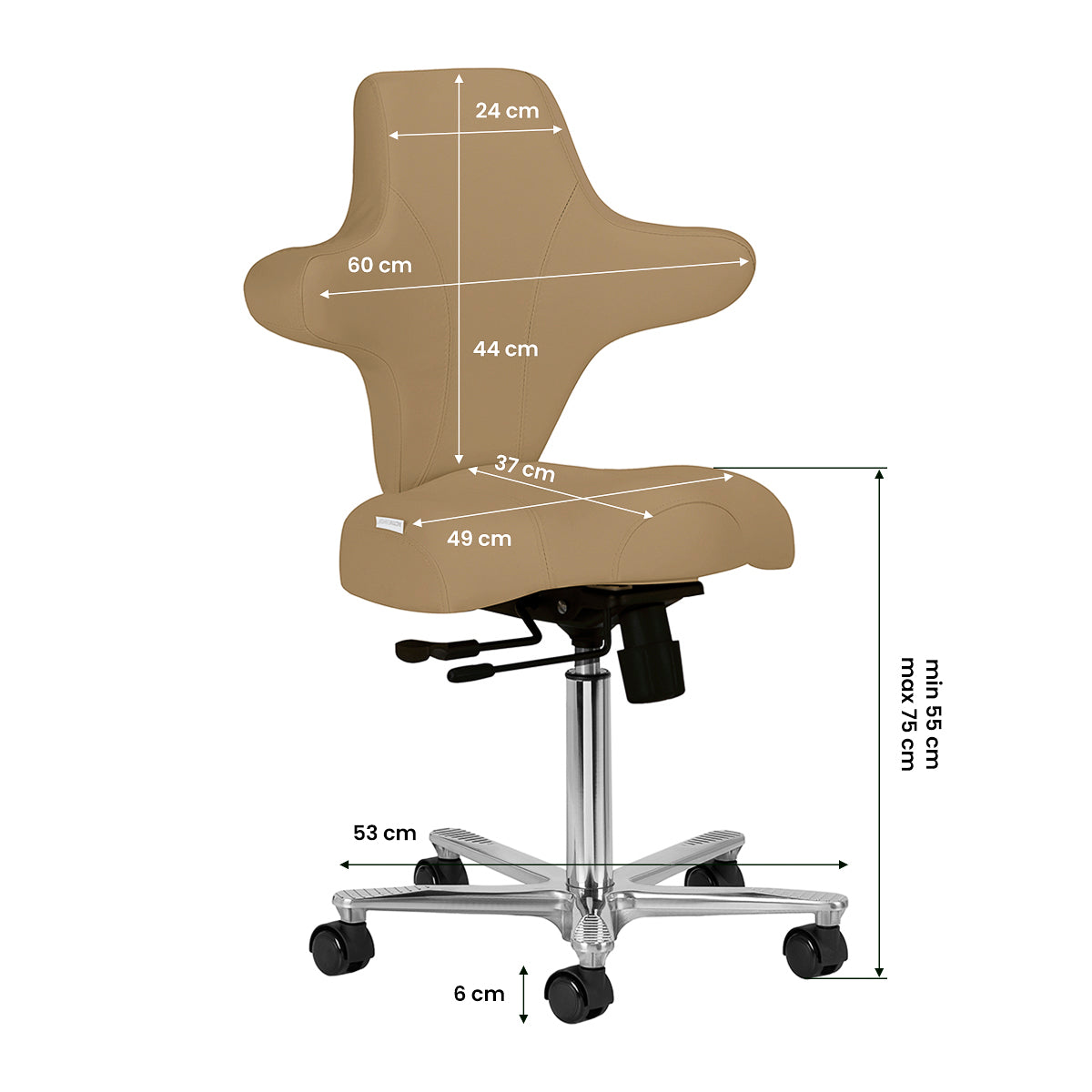 Azzurro Special 152 Sedia Operatore – Beige · Schema dimensioni