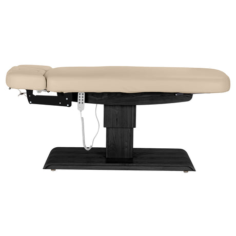 Lettino SPA Elettrico Sillon Relax – Beige, Base Nero · Vista laterale