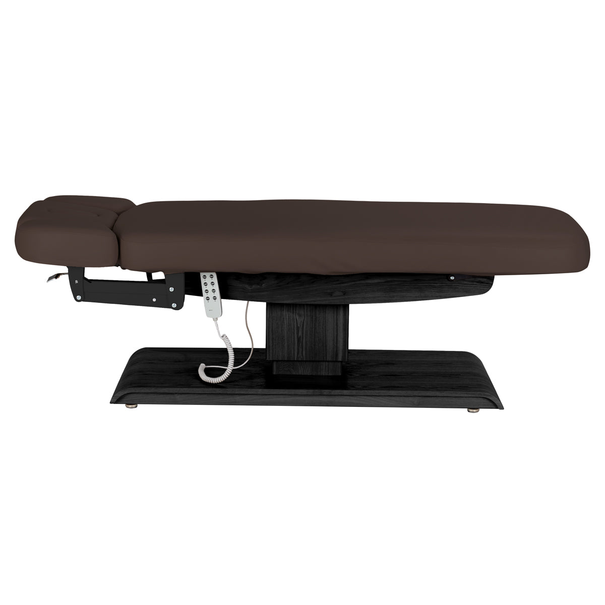 Lettino SPA Elettrico Sillon Relax – Marrone Scuro, Base Nero · Vista laterale