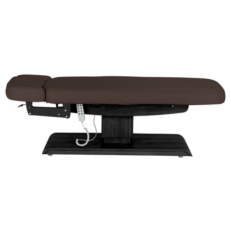 Lettino SPA Elettrico Sillon Relax – Marrone Scuro, Base Nero · Vista laterale