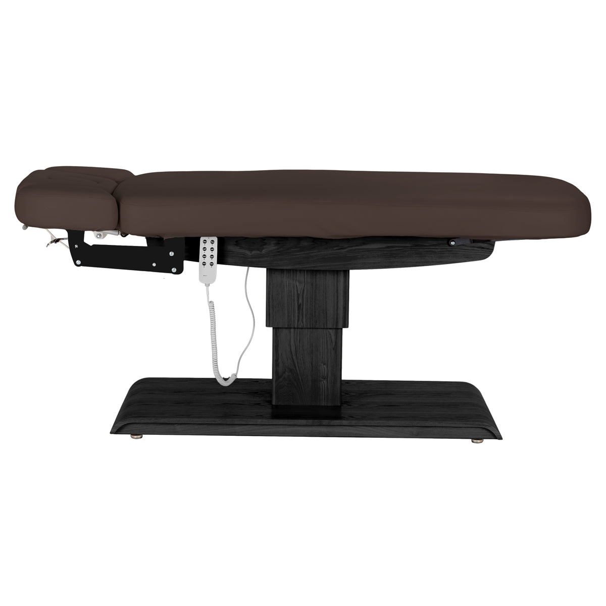 Lettino SPA Elettrico Sillon Relax – Marrone Scuro, Base Nero · Vista laterale