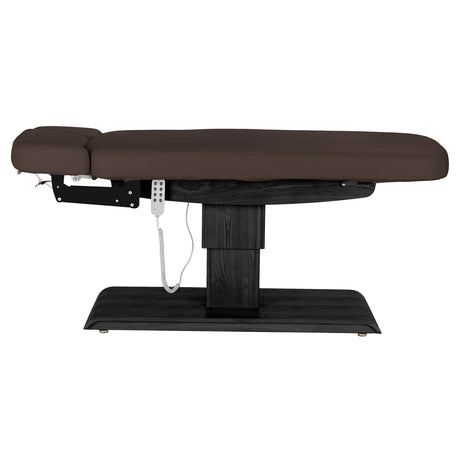Lettino SPA Elettrico Sillon Relax – Marrone Scuro, Base Nero · Vista laterale