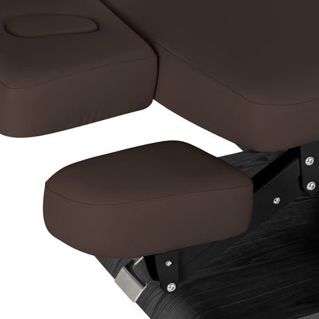 Lettino SPA Elettrico Sillon Relax – Marrone Scuro, Base Nero · Ripiano poggia-braccia