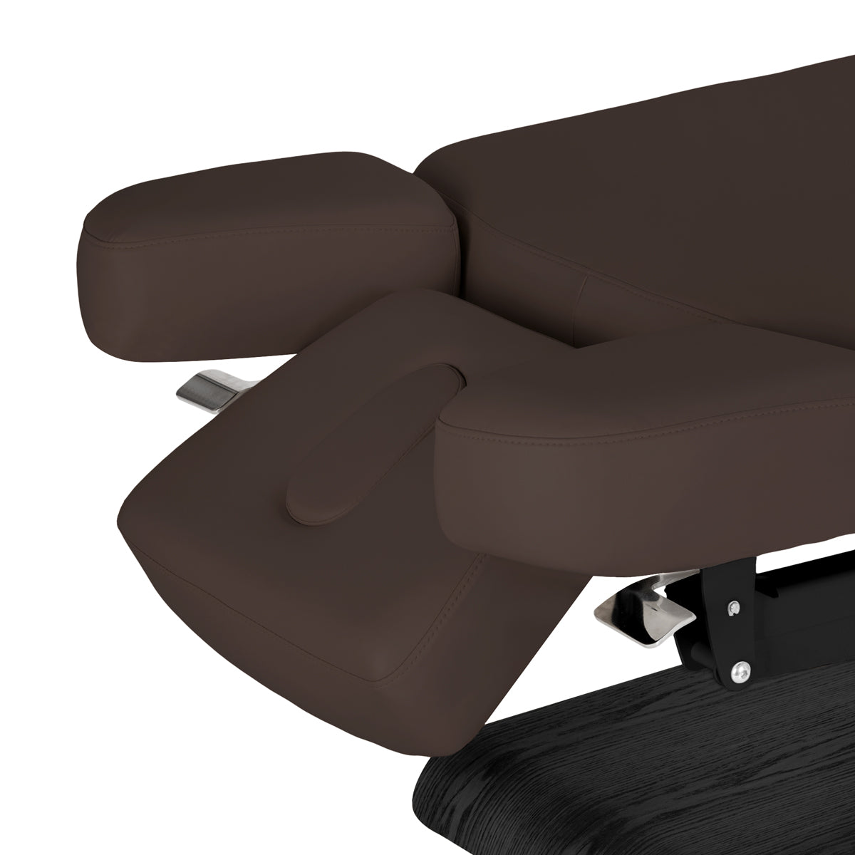Lettino SPA Elettrico Sillon Relax – Marrone Scuro, Base Nero · Lati del poggiatesta