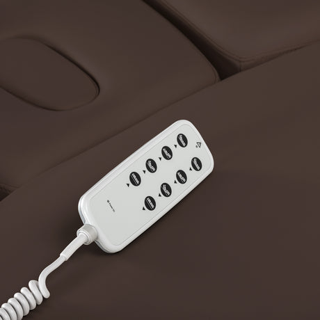 Lettino SPA Elettrico Sillon Relax – Marrone Scuro, Base Nero · Telecomando