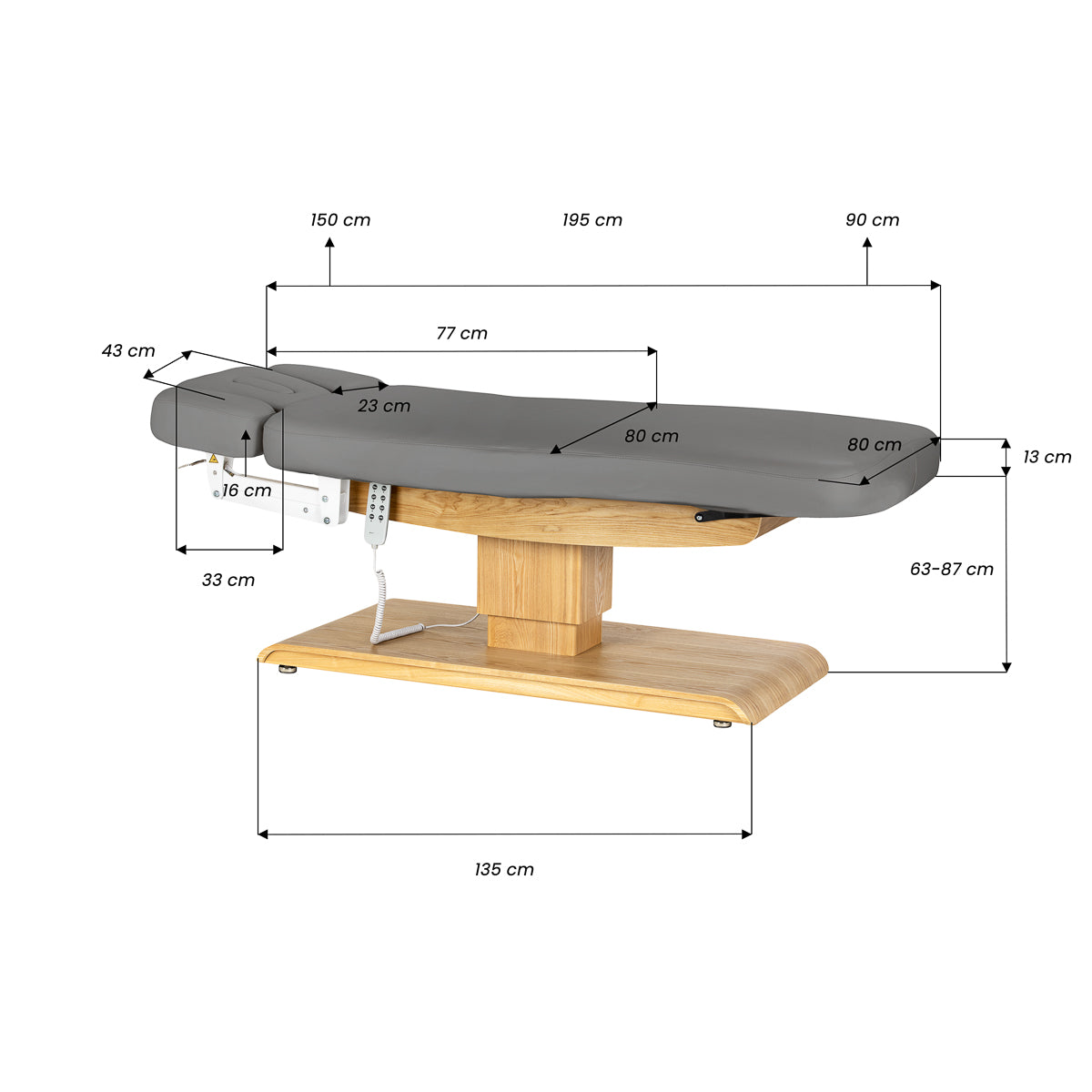 Sillon Relax · grigio / marrone chiaro · disegno delle dimensioni