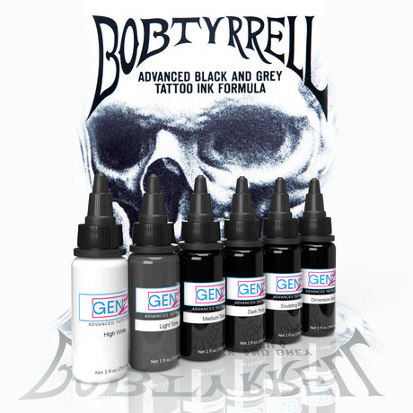 Intenze GEN-Z Bob Tyrrell Set Avanzato di Inchiostri per Tatuaggi Nero e Grigio 6x30ml