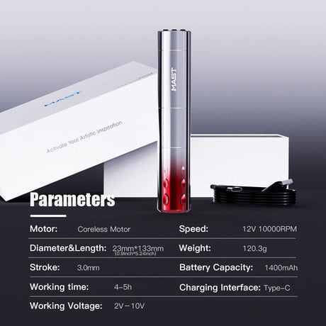 Macchina per tatuaggi Mast cordless a penna per PMU con corsa di 3,0 mm