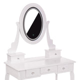KARI White Vanity Table with LED Mirror & Stool - BVShop
