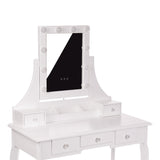 White MONICA vanity table with LED mirror + stool - BVShop