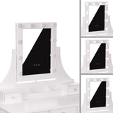 White MONICA vanity table with LED mirror + stool - BVShop