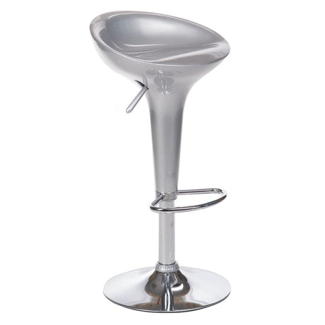 Silver bar stool BX-1002 by Beauty System with padded seat and sleek metal legs, shown from a side angle.