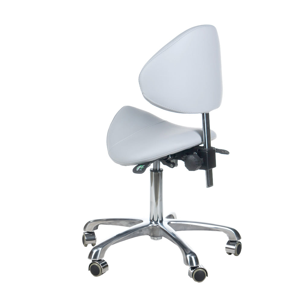 Taburet kosmetyczny z oparciem BY-3004 szary - BVShop