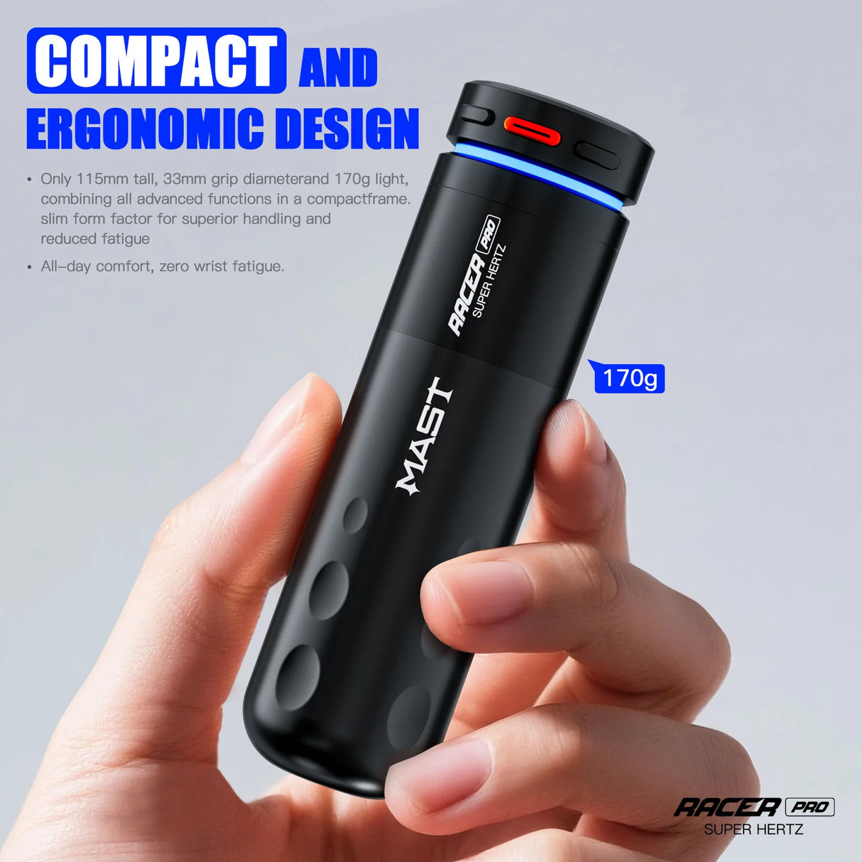 Penna per tatuaggi senza fili Mast Racer Pro rosa corsa 4,2 mm corsa