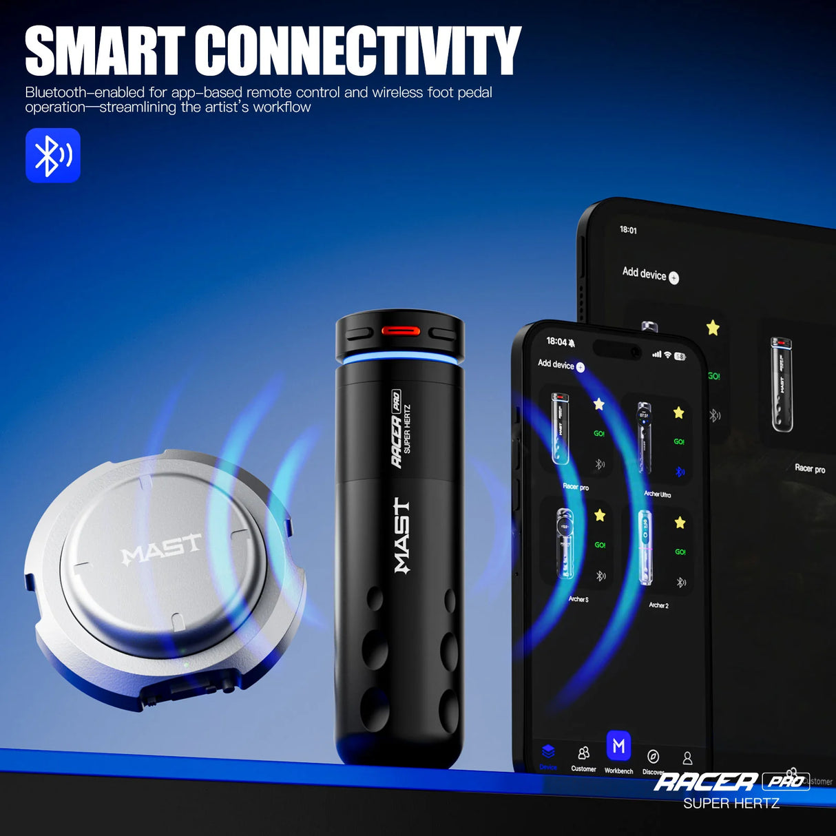 Penna per tatuaggi senza fili Mast Racer Pro rosa corsa 4,2 mm corsa