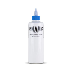 Dynamic Heavy White Ink 30ml bottle, professional tattoo ink with vibrant white pigment, displayed on a clean background.
