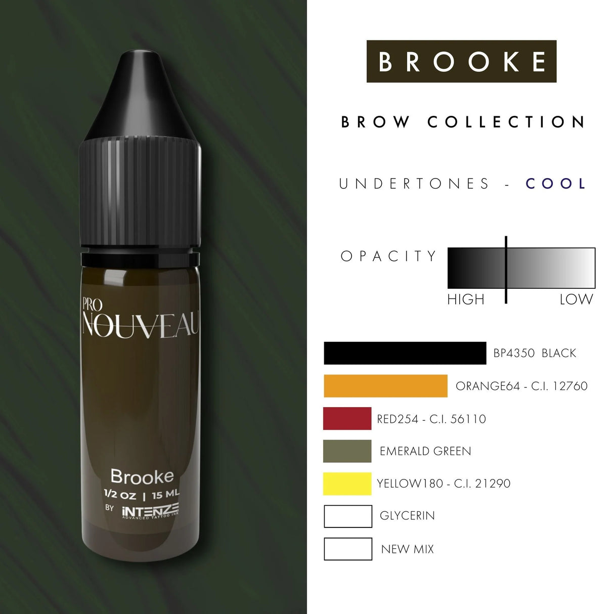 Pigmenti per sopracciglia Pro Nouveau di Intenze Brooke 15ml