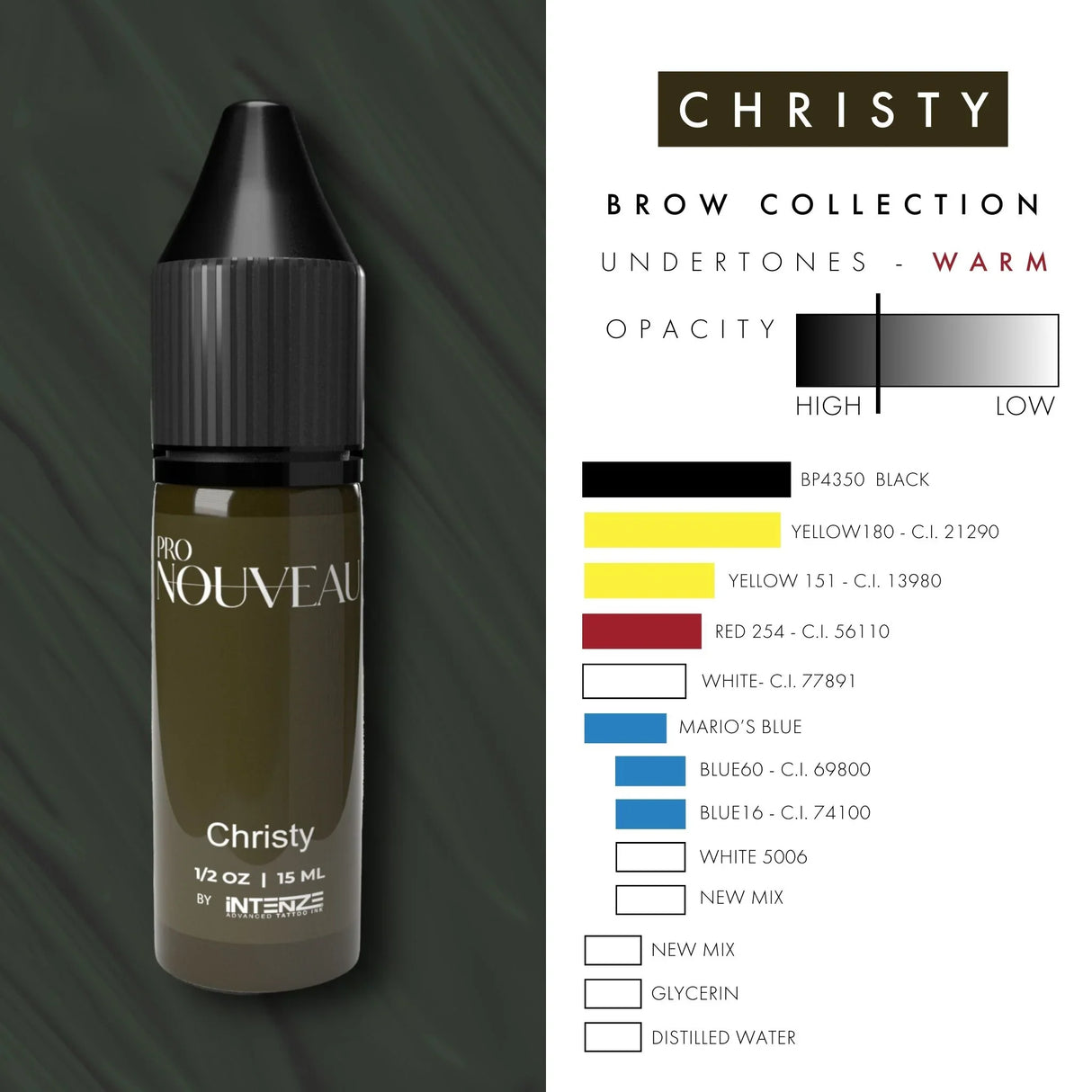 Pigmenti per sopracciglia Pro Nouveau di Intenze Christy 15ml
