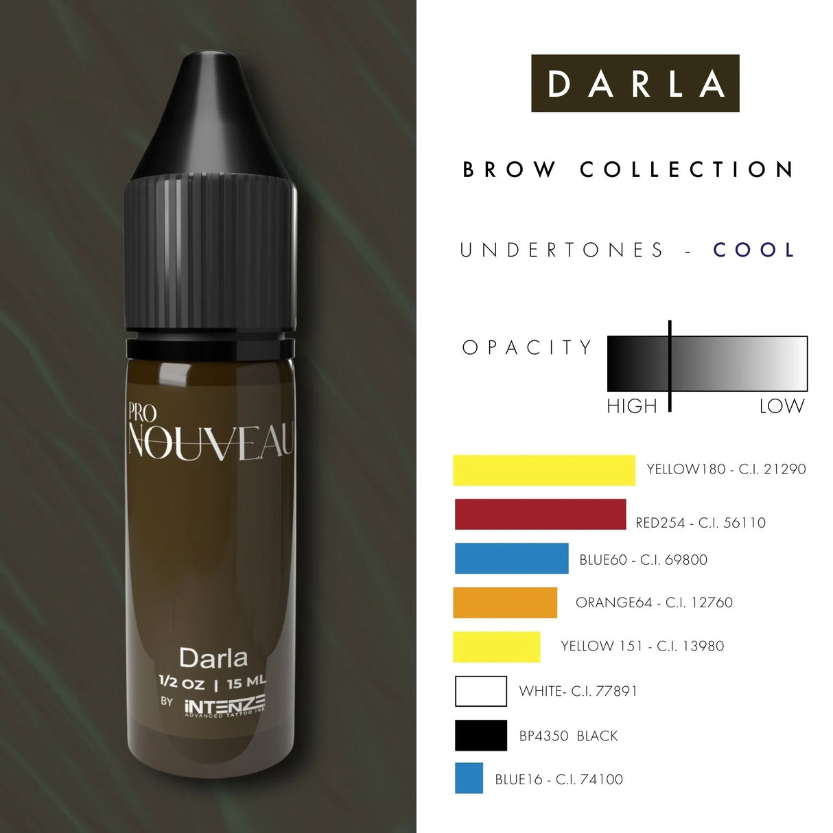 Pigmenti per sopracciglia Pro Nouveau di Intenze Darla 15ml