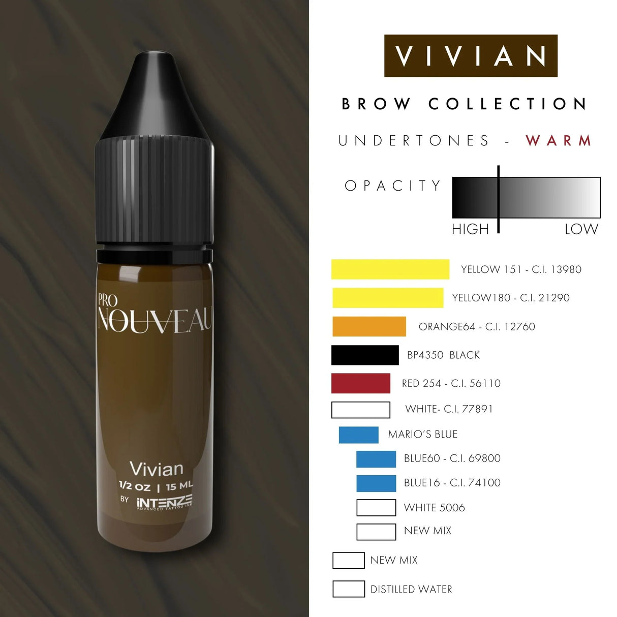 Pigmenti per sopracciglia Pro Nouveau di Intenze Vivian 15ml