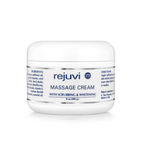Rejuvi m Crema Massaggio Scrub 240g – Vasetto, etichetta anteriore