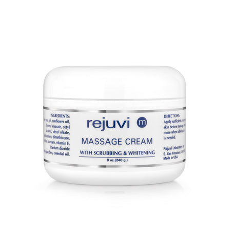 Rejuvi m Crema Massaggio Scrub 240g – Vasetto, etichetta anteriore