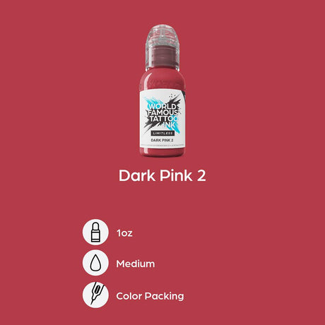 Inchiostro per tatuaggi illimitato famoso in tutto il mondo - Rosa scuro 2 (30 ml)