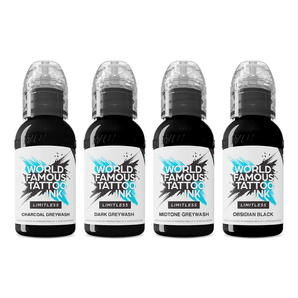 Set di Inchiostri per Tatuaggi World Famous Limitless per Contorni e Ombreggiature 4x30ml