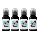 Set di Inchiostri per Tatuaggi World Famous Limitless per Contorni e Ombreggiature 4x30ml
