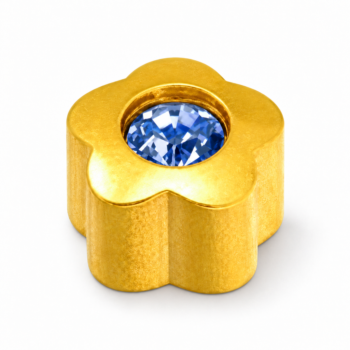 Caflon Blu Piercing Earrings Heart Sapphire 4 mm (24ct Gold Plated)