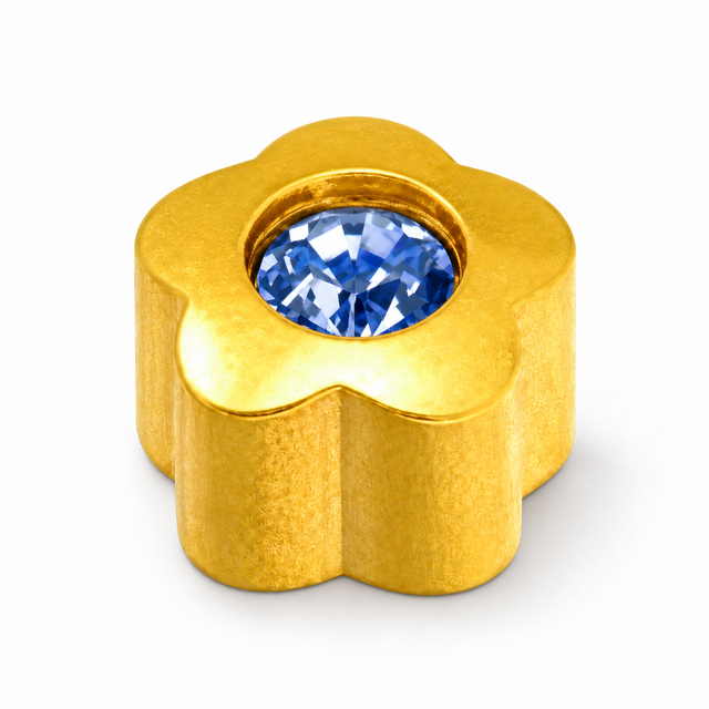 Caflon Blu Piercing Earrings Heart Sapphire 4 mm (24ct Gold Plated)