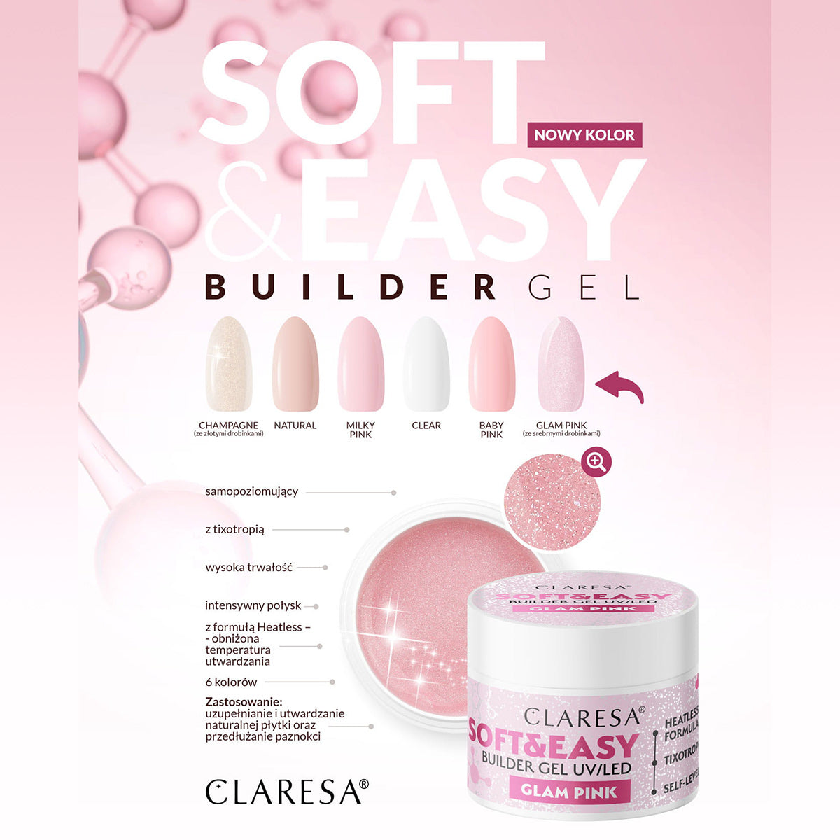Claresa builder gel Soft&Easy glam pink 90g - BVShop